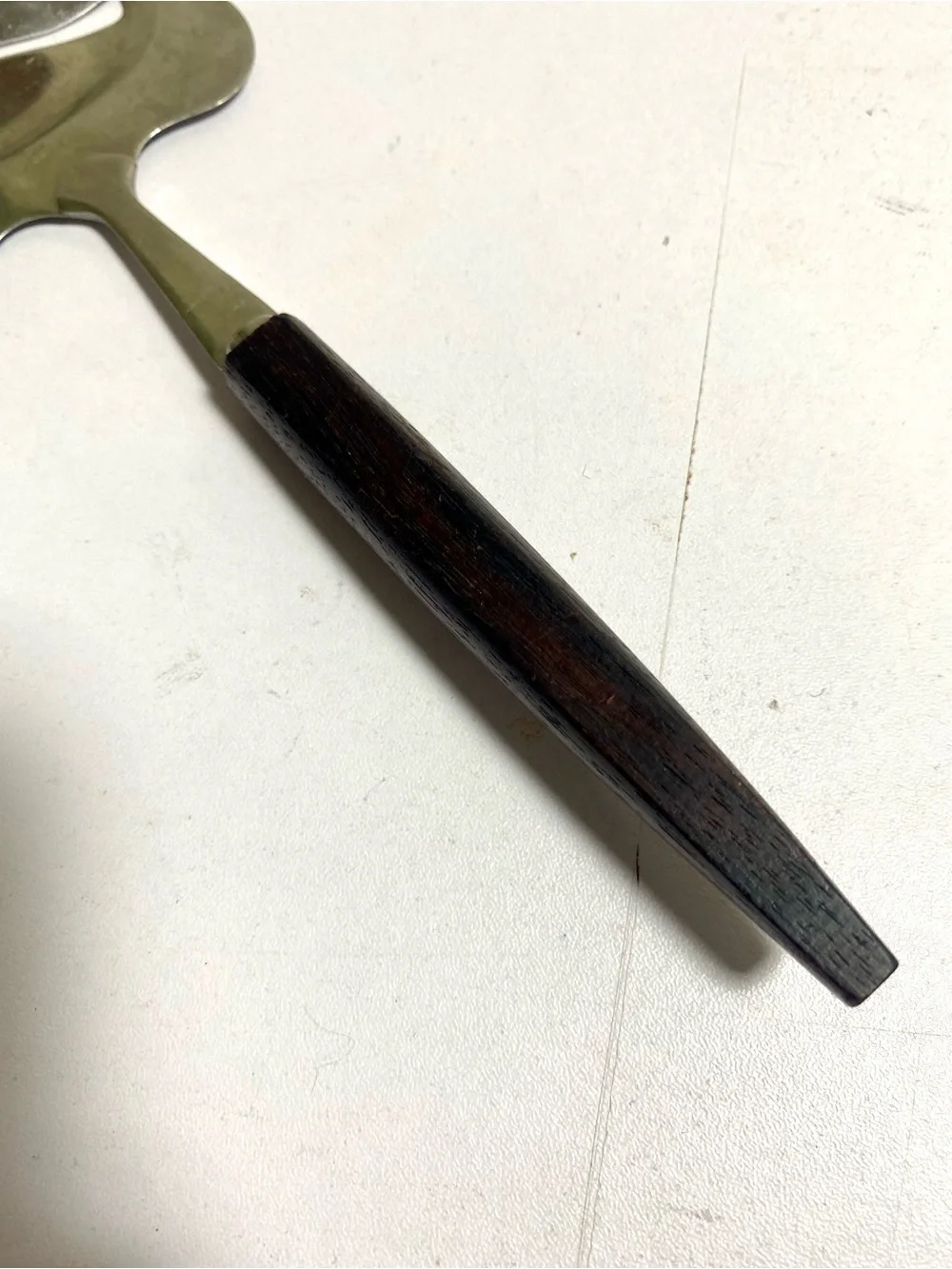Vintage Japanese Stainless Steel Cheese Slicer Plane Dark Wood Handle